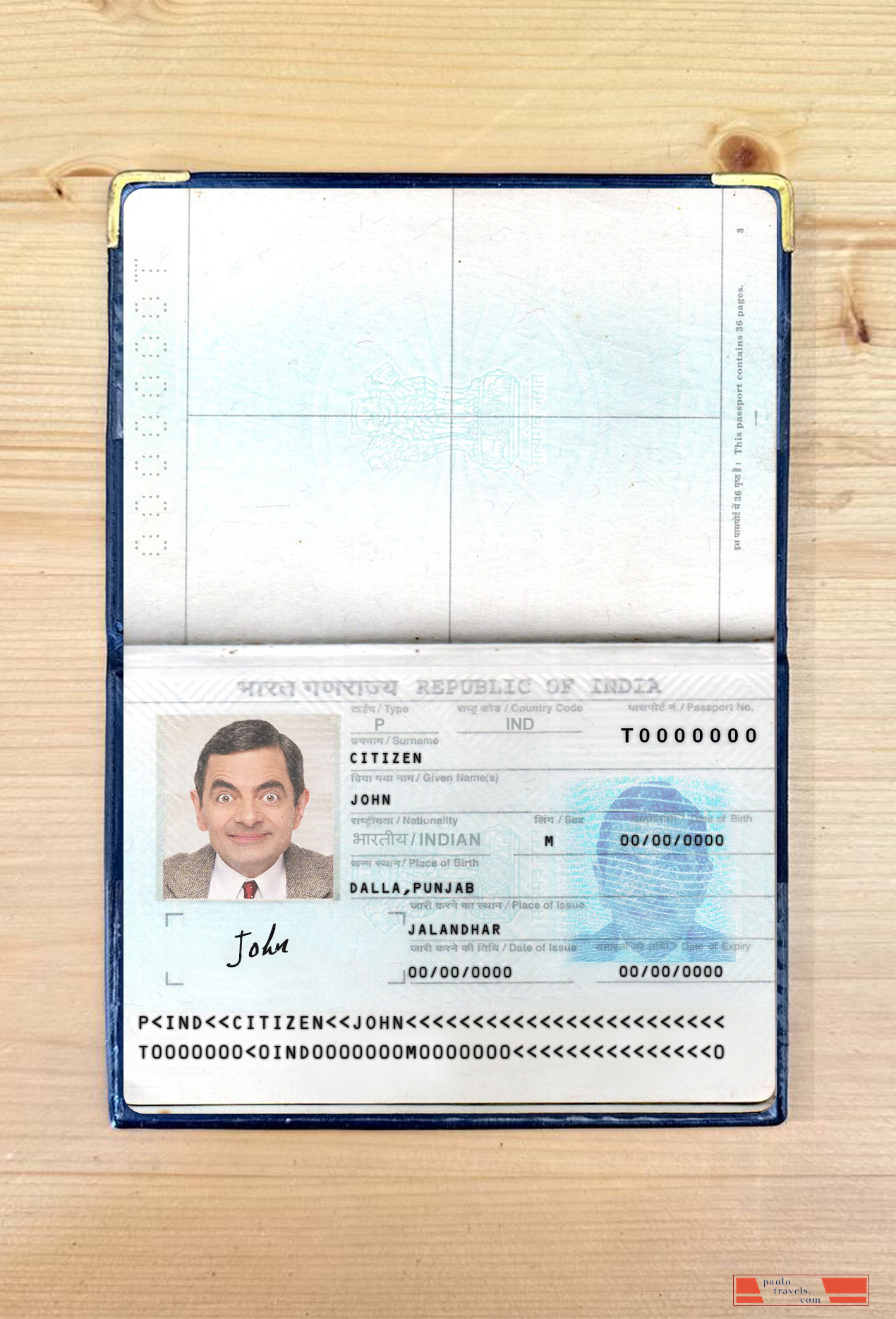 India passport new version 2 pages photolook 1 PSD template